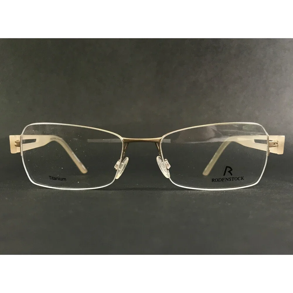 Rodenstock Eyeglasses Frames R4890 C Matte Gold Nude Rimless Rectangle 52-17-135